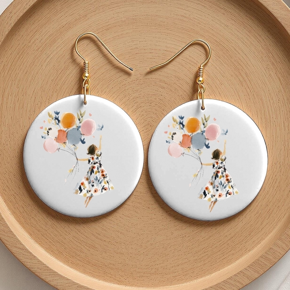 Chic Floral White and Gold Earrings - Picture 2 of 2
